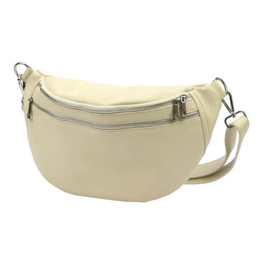 Luka 24-017 bézs női bőr oldaltáska, crossbody, övtáska 37 x 22 x 11 cm