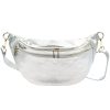 Luka 24-017 MET ezüst női bőr oldaltáska, crossbody, övtáska 37 x 22 x 11 cm