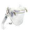 Luka 24-017 MET ezüst női bőr oldaltáska, crossbody, övtáska 37 x 22 x 11 cm