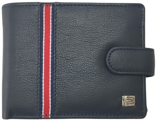 Choice selyemfényű kék átfogópántos bőr pénztárca 11,5 x 9,5 cm