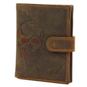   Money Kepper CCH 5601B koponya motívumos motoros bőr pénztárca 10 x 13 x 2.5 cm