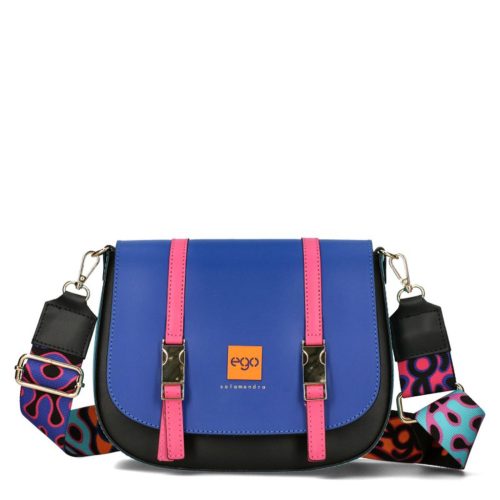 EGO kék női bőr válltáska, oldaltáska, crossbody 25 x 18 x 8 cm