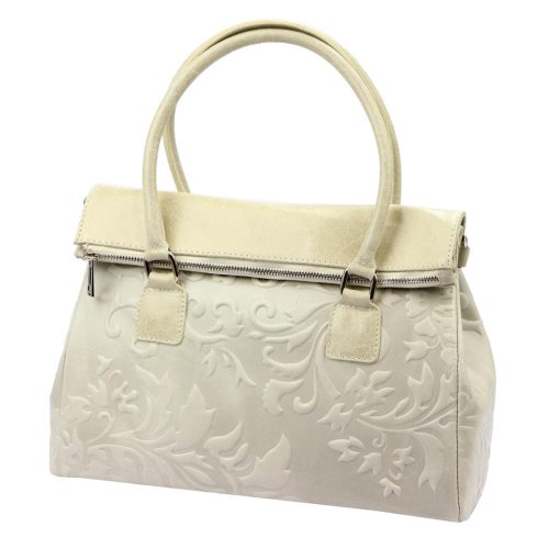 Luka 20-054 MN bézs női bőr kézitáska, válltáska, oldaltáska 36 x 26 x 14 cm
