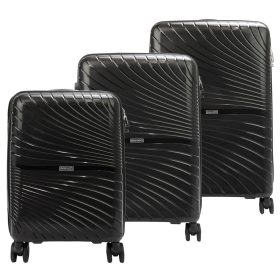   Pierre Cardin fekete polipropilén 3 részes keményfalú bőrönd szett, 55/67/77 cm