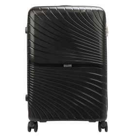   Pierre Cardin fekete polipropilén 3 részes keményfalú bőrönd szett, 55/67/77 cm