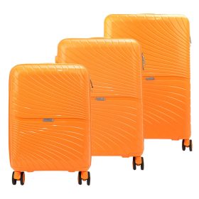   Pierre Cardin narancs polipropilén 3 részes keményfalú bőrönd szett, 55/67/77 cm