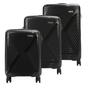   Pierre Cardin fekete ABS keményfalú 3 részes bőrönd szett 55/67/77 cm