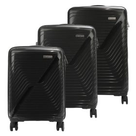   Pierre Cardin fekete ABS keményfalú 3 részes bőrönd szett 55/67/77 cm