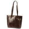 Florence 47 sötétbarna női bőr válltáska, shopper táska 39 x 28 x 10.5 cm