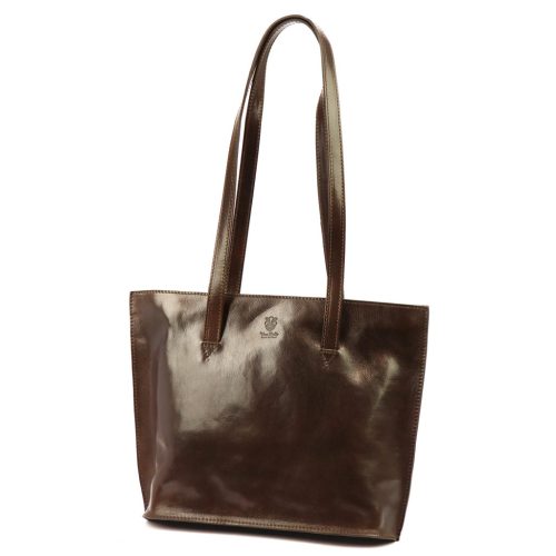 Florence 47 sötétbarna női bőr válltáska, shopper táska 39 x 28 x 10.5 cm
