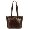 Florence 47 sötétbarna női bőr válltáska, shopper táska 39 x 28 x 10.5 cm