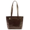 Florence 47 sötétbarna női bőr válltáska, shopper táska 39 x 28 x 10.5 cm