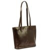 Florence 47 sötétbarna női bőr válltáska, shopper táska 39 x 28 x 10.5 cm