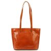 Florence 47 konyakbarna női bőr kézitáska, válltáska, shopper 39 x 28 x 10.5 cm