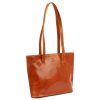 Florence 47 konyakbarna női bőr kézitáska, válltáska, shopper 39 x 28 x 10.5 cm