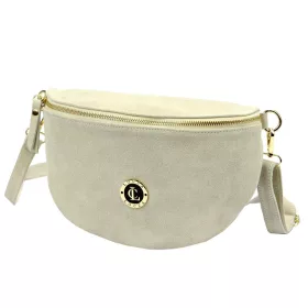   LOCCA LOC-02 bézs velúr női bőr válltáska, oldaltáska, crossbody 28 x 16 x 9 cm
