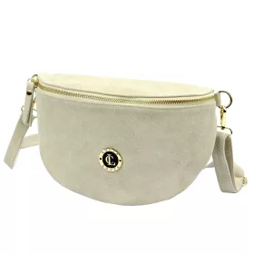   LOCCA LOC-02 bézs velúr női bőr válltáska, oldaltáska, crossbody 28 x 16 x 9 cm