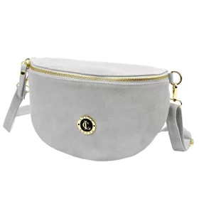   LOCCA LOC-02 szürke velúr női bőr válltáska, oldaltáska, crossbody 28 x 16 x 9 cm