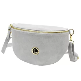   LOCCA LOC-02 szürke velúr női bőr válltáska, oldaltáska, crossbody 28 x 16 x 9 cm