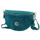 LOCCA LOC-02 kék velúr női bőr válltáska, oldaltáska, crossbody 28 x 16 x 9 cm