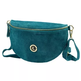   LOCCA LOC-02 kék velúr női bőr válltáska, oldaltáska, crossbody 28 x 16 x 9 cm