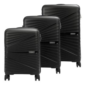   Pierre Cardin fekete ABS keményfalú 3 db-os bőrönd szett 55/65/75 cm