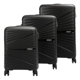   Pierre Cardin fekete ABS keményfalú 3 db-os bőrönd szett 55/65/75 cm