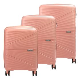   Pierre Cardin rózsaszín keményfalú 3 db-os bőrönd szett 55/65/75 cm