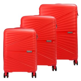   Pierre Cardin piros keményfalú 3 db-os bőrönd szett 55/65/75 cm