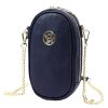 Gregorio 1734 navy kék női bőr mobiltartó partytáska, válltáska 12 x 20 x 6 cm