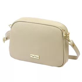   MiaMore 01-068 bézs női bőr válltáska, oldaltáska, crossbody 26 x 19 x 8 cm