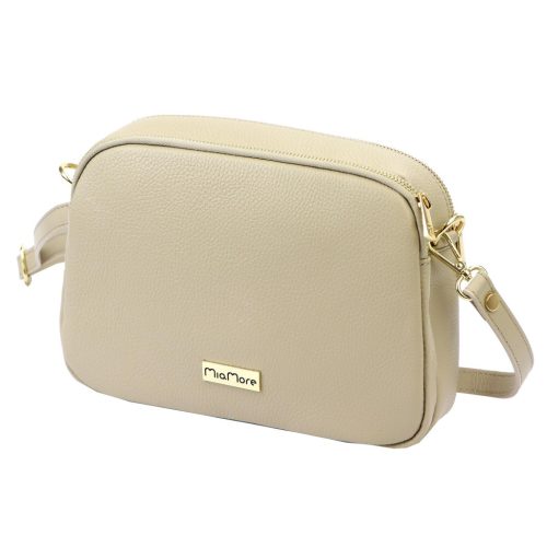 MiaMore 01-068 bézs női bőr válltáska, oldaltáska, crossbody 26 x 19 x 8 cm
