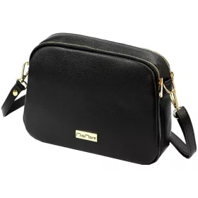   MiaMore 01-068 fekete női bőr válltáska, oldaltáska, crossbody 26 x 19 x 8 cm