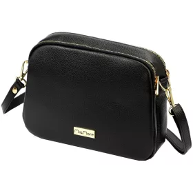   MiaMore 01-068 fekete női bőr válltáska, oldaltáska, crossbody 26 x 19 x 8 cm