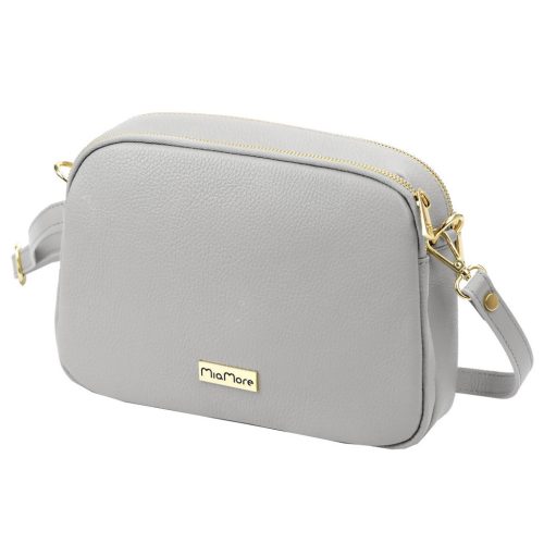 MiaMore 01-068 szürke női bőr válltáska, oldaltáska, crossbody 26 x 19 x 8 cm