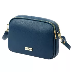   MiaMore 01-068 kék női bőr válltáska, oldaltáska, crossbody 26 x 19 x 8 cm