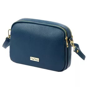   MiaMore 01-068 kék női bőr válltáska, oldaltáska, crossbody 26 x 19 x 8 cm