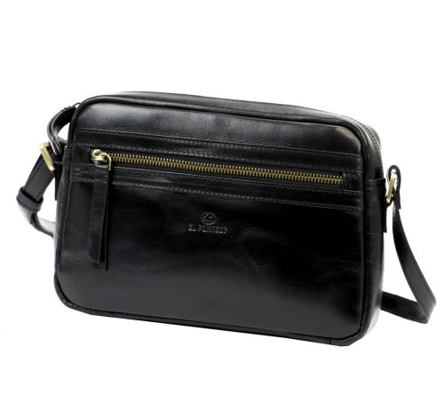 EL FORREST LB33-68 fekete női bőr válltáska, oldaltáska, crossbody 25 x 18 x 7 cm