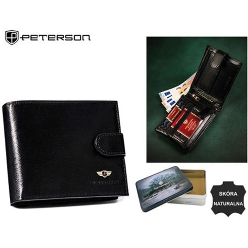 Peterson PTN 304Z-P fekete férfi bőr pénztárca