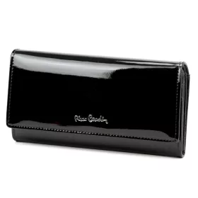   Pierre Cardin 07 SHINY 100 fekete női rostbőr-bőr pénztárca 18,5 x 10 cm