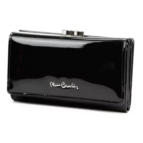   Pierre Cardin 07 SHINY 108 fekete női rostbőr-bőr pénztárca 14,5 x 9 cm