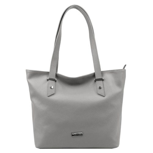 MiaMore 01-058 szürke női bőr válltáska, shopper 40 x 30 x 12 cm