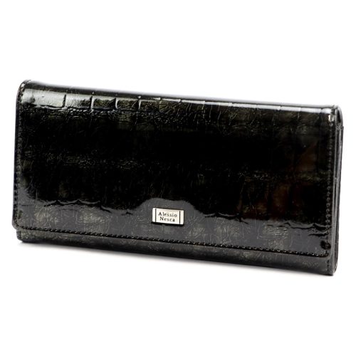 Alessio Nesca A55087 fekete mintás női bőr pénztárca 18.5 x 9.5 x 3.5 cm