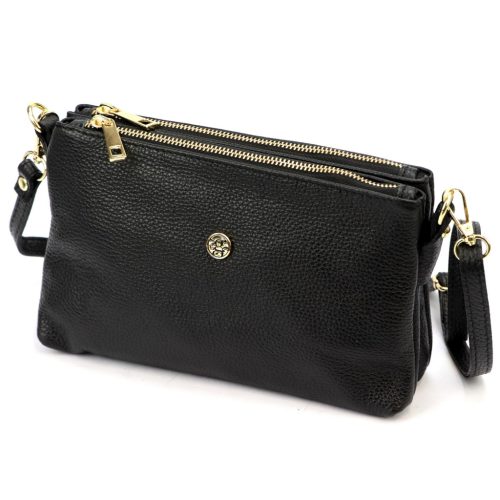 Gregorio 1736 fekete női bőr válltáska, oldaltáska, crossbody 24 x 15 x 7 cm