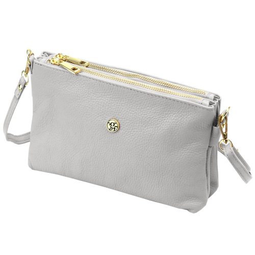 Gregorio 1736 szürke női bőr válltáska, oldaltáska, crossbody 24 x 15 x 7 cm