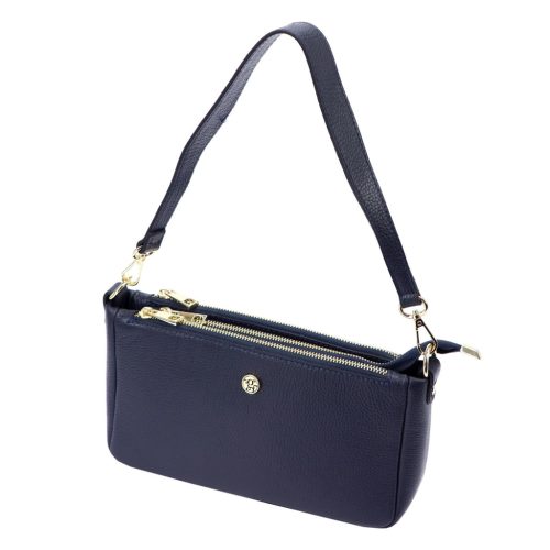 Gregorio 1740 navy kék női bőr kézitáska, válltáska, oldaltáska 30 x 15 x 7.5 cm