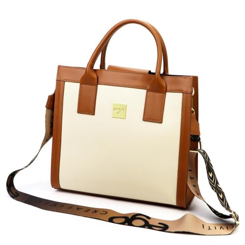 EGO ES0247CR 150224JZ krém női bőr kézitáska 30 x 28 x 13 cm