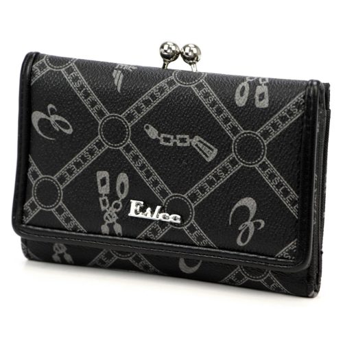 Eslee 8905 fekete női rostbőr pénztárca 14.5 x 10 x 3 cm
