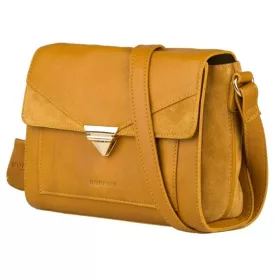   Burkely Secret Sage okkersárga színű női bőr válltáska