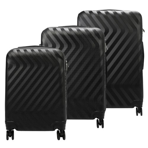 Pierre Cardin MED12 fekete abs 3 db-os bőrönd szett 58, 68, 78 cm